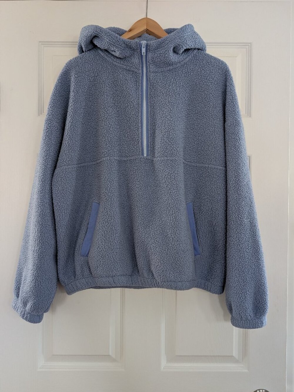 Gap Sherpa fleece half zip hoodie blue size small Tall